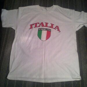 Italia T shirt Numero Uno XL Anvil Tear Away Label Italy white